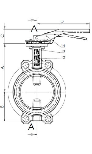 Размеры Tecofi VPI 4448-02 Ду 200